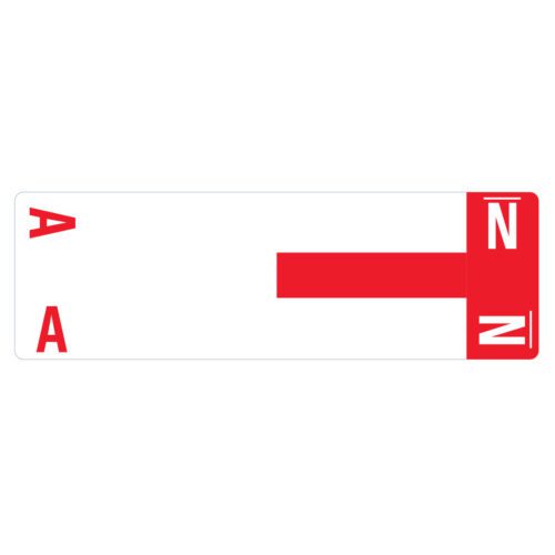 67152.jpg The Smead AlphaZ NCC Color-Coded Label features a rectangular white sign with a vertical red A and a horizontal red bar pointing to an A&N block with a white N. Ideal for organization, these label sheets come in packs of 100 (67152).