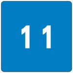 A Smead DCC Color-Coded Numeric Label in light blue, featuring the number 11 in white at the center, resembling a label roll design.