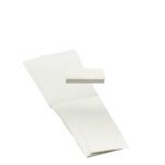 A neatly stacked pile of 2-inch wide white paper strips is on a white background. One strip, resembling a Smead Replacement Insert for Poly Tab, Blank, 1/5-Cut, 2-Inch Wide, 100 Pack (68620), stands elegantly apart from the stack.