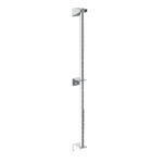 The Metro 33PDFS Super Erecta Wall Mount Post, standing at 33 H, is made of stainless steel with a vertical design and square attachments. Its segmented, shiny surface enhances elegance.