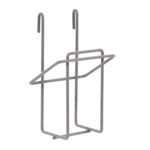 The Metro GBHVK4 vertical single glove box holder for Super Erecta wire shelving is designed in minimalist Metroseal gray epoxy, featuring top hooks and diagonal side supports. Its ideal for efficient space organization.