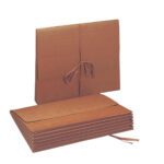 The image shows Smead Wallets (71073) with a redrope finish and flap with cloth tie closures. One stands upright while others lie flat, displaying their slight texture. These letter-size folders expand to 5-1/4 and come in a box of 10.