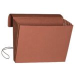 The Smead Expanding Wallet (71186) is an extra-wide letter-size accordion-style folder in redrope with a 5-1/4 expansion, featuring a flap and cord closure.