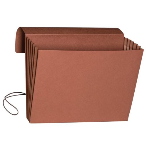 The Smead Expanding Wallet (71189) is an extra wide legal size, redrope accordion folder with a 5-1/4 expansion, featuring a flap and cord closure. Available in boxes of 10.