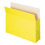 A yellow Smead File Pocket (73233), with a straight-cut tab and 3-1/2 expansion, letter-sized and ready for organization, is displayed against a white background.