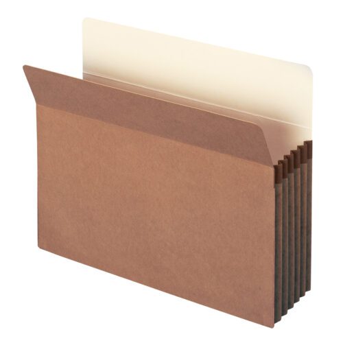 The Smead File Pocket (73234) is a letter-size brown accordion folder with a straight-cut tab, offering 5-1/4 expansion for organizing documents. Its durable redrope design ensures it stands upright, and its sold in boxes of 10.