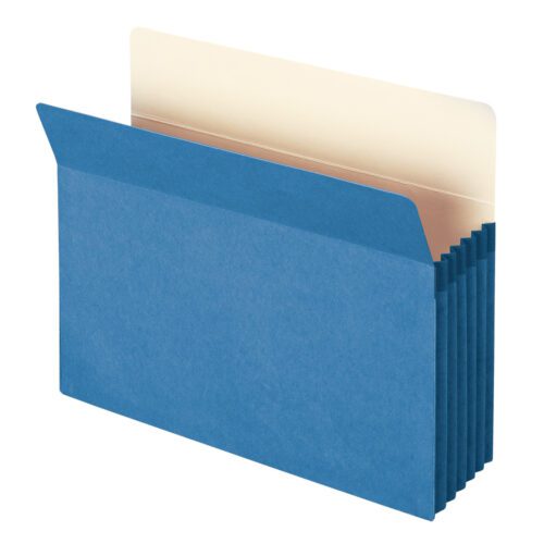 73235_C2.jpg The Smead File Pocket, 5-1/4 expansion, straight-cut tab (73235), offers a blue design with multiple expanding sections and a tan interior in a letter size. Sold 10 per box, it ensures documents stay neatly arranged and easily accessible.