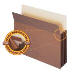 The Smead TUFF File Pocket (73380) features a straight-cut tab and 3-1/2 accordion expansion. Made from durable Redrope with Tuff hidden reinforcements, its nearly indestructible and comes in a box of 10.