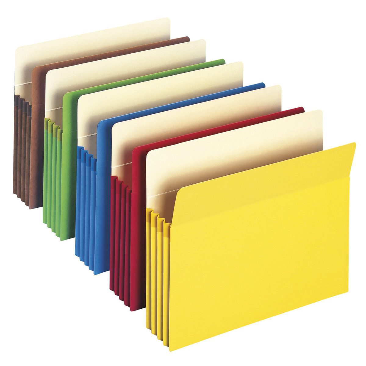 File Pocket, Straight-Cut Tab, 3-1/2" Expansion, Letter Size, Assorted Colors, 25 per Box