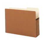 A Smead File Pocket stands upright against a white background, showcasing its sturdy redrope material and 3-1/2 expansion. The accordion-style, legal-size folder (74088) with a 2/5-cut tab is built to organize documents efficiently.