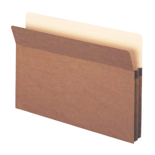 The Smead File Pocket (74214) features a straight-cut tab, redrope design, and 1-3/4 expansion for holding legal-size documents. It comes in boxes of 25 and is set against a plain background.