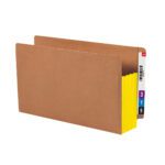 The Smead End Tab File Pocket (74688) is an extra wide legal size accordion folder with a reinforced straight-cut tab, redrope with yellow gusset, and features number tabs 3, 1, and 9 on the right edge. It ensures easy organization and comes in a box of 10.