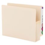 The Smead End Tab File Pocket (75124) features a reinforced straight-cut tab with Manila gusset, offers 3-1/2 expansion, includes a colorful design, and has seven sections; perfect for efficient document organization. Comes in letter size, beige color, 25 per box.