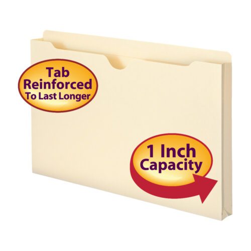 The Smead File Jacket, designed for efficiency, features reinforced tabs and 1 expansion. Available in legal size manila, each box contains 50 units (76520).
