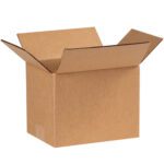 A MH-USA 8 x 6 x 6 corrugated box with open flaps stands against a white background, highlighting its practical design (25/Bundle).