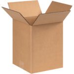 An open, brown MH-USA 8 x 8 x 10 corrugated cardboard box with outward flaps, against a white background. Ideal for packing and shipping, these empty boxes are available in bundles of 25 for your convenience.