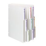 A set of Smead Viewables Three-Ring Binder Index Dividers, letter size in white, with staggered 1/3-cut tabs A-Z for organizing. They have three punched holes for easy binder insertion and come packed 75 per box (89413).