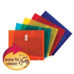 The Smead Project Envelopes, featuring a 1-1/4 expansion and string-tie closure, come in vibrant orange, yellow, green, blue, and red. These letter-sized envelopes offer side load convenience and easy cleaning for the 5 per Pack set (89519).