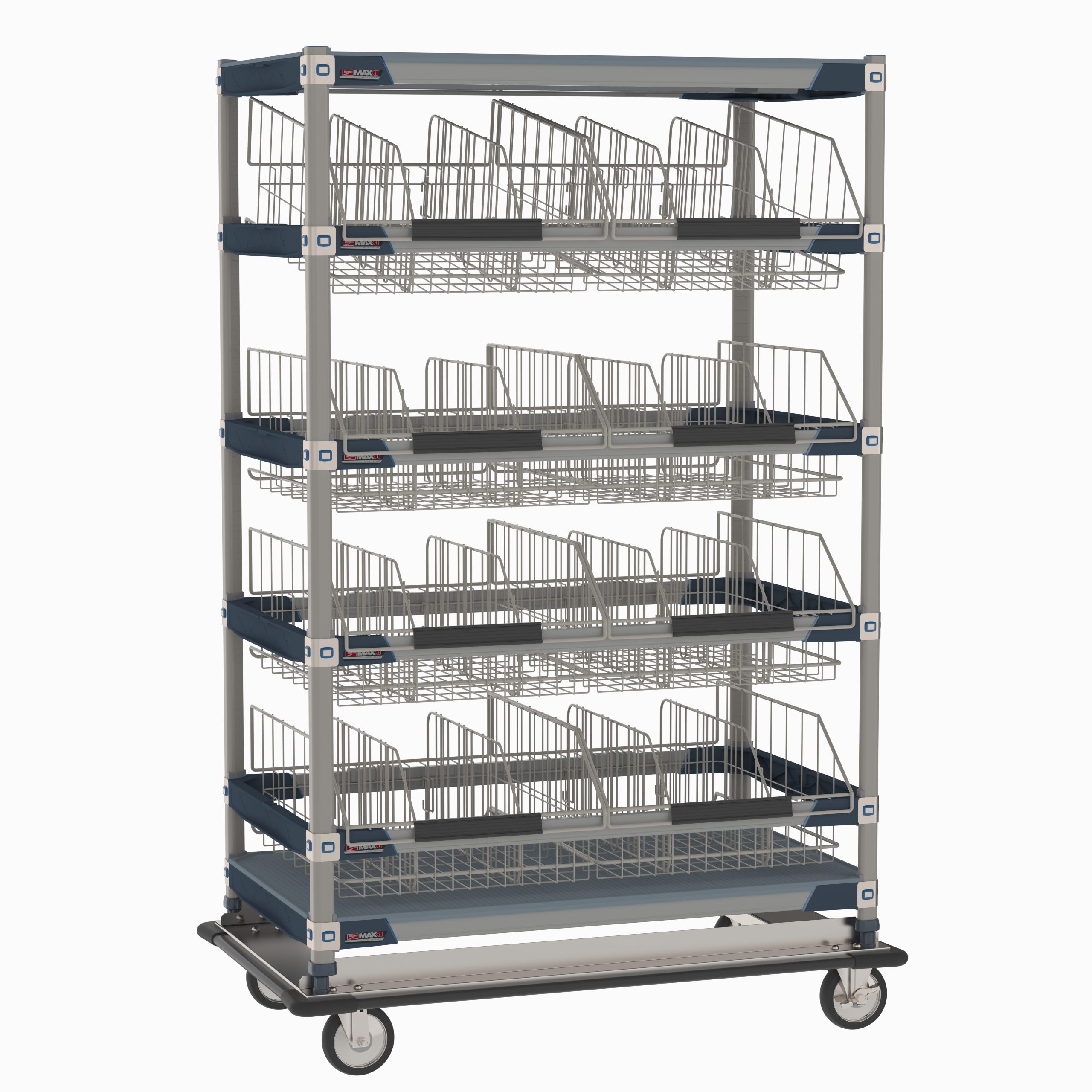 MetroMax i MXIV5 IV Transport/Storage Sloped Basket Cart with Top Shelf