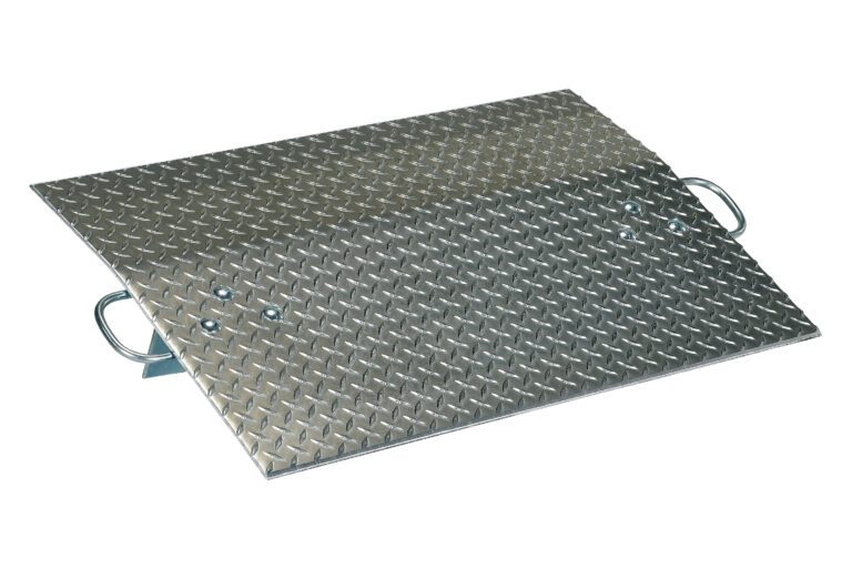 A-3624_A.jpg The Vestil Aluminum Hand Truck Dockplate 0.5K 36X24 features a diamond plate surface for heavy equipment loading, equipped with side handles for easy positioning and grip texture for safety, making it essential for seamless operations.