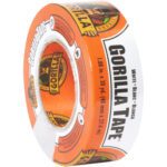 A roll of 2 x 30 yds. White Gorilla® Duct Tape features an orange exterior and a white inner label with bold black lettering stating Gorilla Tape, offering durable and versatile utility.