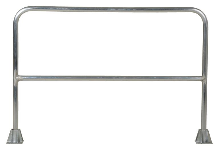 The Vestil Aluminum Safety Railing, 60 In L, offers sleek crowd control with a simple rectangular design, shiny surface, rounded corners, and sturdy legs with flat bases for stability.