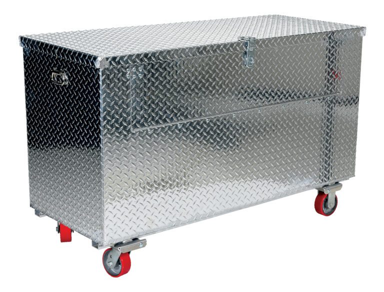 APTS-3660-C-FD_A.jpg The Vestil Alum Tool Box Front Door features a diamond plate design, hinged lid with latch, and four sturdy red casters for mobility. Sized at 36X60, it provides ample storage space for your tools.