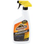 The 28 oz. Armor All® Original Protectant spray bottle (6/Case) with a yellow trigger is ideal for car interiors, protecting against fading, aging, and cracking while providing a medium shine to keep surfaces well-maintained.