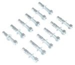Ten Vestil 12-Pack Concrete Anchor Bolts with hexagonal heads, nuts, and sleeves are displayed in four even rows on a pristine white background.