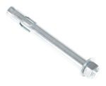 A Vestil Concrete Sleeve Anchor Bolt 3/4 x 6 inches, featuring a threaded end, hexagonal nut, and washer, is displayed on a white background. This bolt is designed for securing objects to concrete or masonry surfaces.