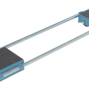 The Vestil Machinery Skates Adjust 6 Ton Capacity is a blue adjustable roller stand with two platforms featuring black textured surfaces connected by metal bars, perfect for moving heavy furniture or appliances with ease and versatility.