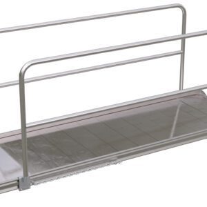 The Vestil Alum Walk Ramp Handrail Hook, measuring 121.56 x 38 inches, features a portable aluminum design with side rails and handrail hooks. Its flat surface and safety edges provide reliable mobility access for wheelchairs or pedestrians, ensuring secure passage anywhere.