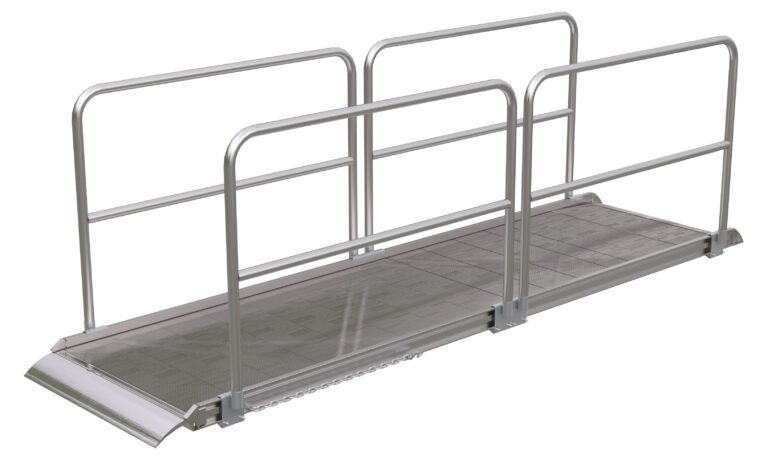 AWR-38-12A-HR_A.jpg The Vestil Alum Walk Ramp Handrail Overlap 144 X 38 In offers a non-slip surface, extended lip for smooth transitions, and utilitarian design to enhance accessibility across different environments.