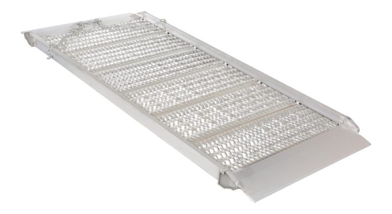 AWR-G-38-7A_A.jpg The Vestil Alum Grip-Strut Walk Ramp 39.38 X 85 features a textured, non-slip surface and raised edges for safety, making it perfect for versatile loading tasks with its slight incline and robust build, ensuring reliable and easy use.