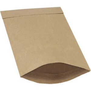 A brown paper bag with a slightly open top, revealing its simple rectangular design. Flat on a white background, it showcases the kraft texture and natural color akin to 7 1/4 x 12 Kraft Lbs1 Padded Mailers (100/Case).