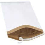 The MH-USA 12 1/2 x 19 white padded mailers (50/case) feature a durable brown lining and an easy self-seal adhesive strip for secure mailing.