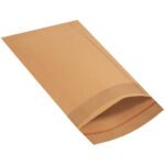 A brown MH-USA 9 1/2 x 13 Lbs4 Jiffy Rigi Bag Mailer has a sealed bottom and straight-cut open top. Its plain, ideal for secure mailing, and comes in cases of 200.