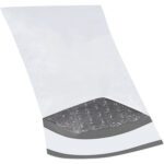 The MH-USA 4 x 8 (25 Pack) Bubble Lined Poly Mailers are white with visible bubble wrap lining, slightly open to reveal cushioning for secure item shipping.