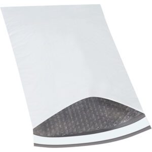 The MH-USA 10 1/2 x 16 Bubble Lined Poly Mailers (25 Pack) feature a peel-and-seal strip and a protective bubble lining, ensuring secure transit. Shown partially open against a plain white background, these mailers offer versatile protection for your items.