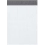 A plain white sheet with a dark gray binding strip stands against a neutral background, echoing the clean simplicity of MH-USA 10 x 13 Poly Mailers (1000/Case).