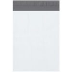 An empty transparent, resealable plastic bag with a gray zip closure sits against a plain white background, evoking the appearance of MH-USA 10 x 13 Poly Mailers with Tear Strip (500/Case).