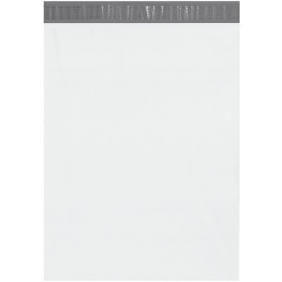 B876100PK.jpg The MH-USA 14 1/2 x 19 (100 Pack) Poly Mailers have a simple translucent design and a gray tamper-evident strip, making them ideal for securely shipping or storing items.