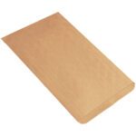 This brown paper sandwich bag, resembling MH-USA 10 1/2 x 16 Lbs5 Nylon Reinforced Mailers in durability, features a subtle diamond pattern. Its rectangular with a serrated edge on a white background, combining practicality and elegance.