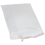 The 10 1/2 x 16 Jiffy Tuffgard Extreme® Bubble Lined Poly Mailer in white features a peel-and-seal strip and quilted padding for optimal protection. Ideal for reliable shipping, available in cases of 50.