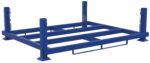 The Vestil Internestable Portable Rack Base 60 X 48, a blue metal frame with four upright posts and support beams, boasts an industrial design perfect for warehouse stacking. At present, it holds no items.