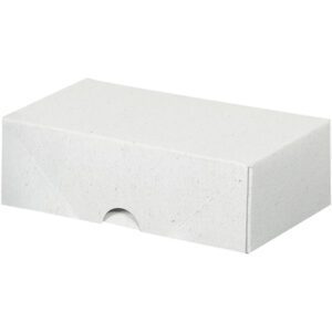 A plain, rectangular MH-USA 6 x 3 1/2 x 2 Stationery Folding Carton with a small semicircular cutout appears closed against a white background. Its elegant, undecorated design is perfect for various needs.