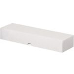 A plain, long, rectangular MH-USA 12 x 3 1/2 x 2 Stationery Folding Carton from a case of 200 is displayed on a white background. It has a small notch on one side for opening and is ideal for organized storage due to its compact size.
