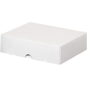 A plain, white MH-USA 6 x 7 x 2 cardboard box with a rectangular shape and a small notch for easy opening rests on a flat surface. Ideal for stationery, these folding cartons offer convenience and practicality in each case of 200.