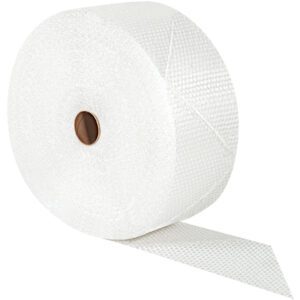 A large roll of white bubble wrap with visible bubbles is partially unrolled to reveal its texture. Pair it with MH-USA 11 x 11 Bubble Corner Guards - 188 PER CASE for optimal protection.