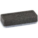 The Expo® Dry Board Eraser, in a rectangular gray design, features a textured top and soft white felt bottom for effortlessly erasing dry-erase marker ink from whiteboards.